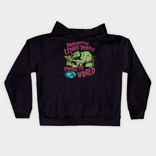 Shapeshifting Lizard People Control The World - Sci Fi B Movie Horror Poster Kids Hoodie by blueversion